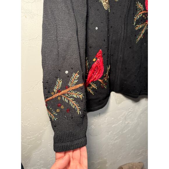 Fashion bug embroidered red ramie cotton cardinal full zip‎ sweater womens 22/24 - Picture 2 of 7